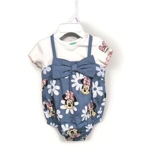 Nwt Disney Baby Girls Minnie Mouse Bubble Romper 2 Piece Set Size 6-9 Months